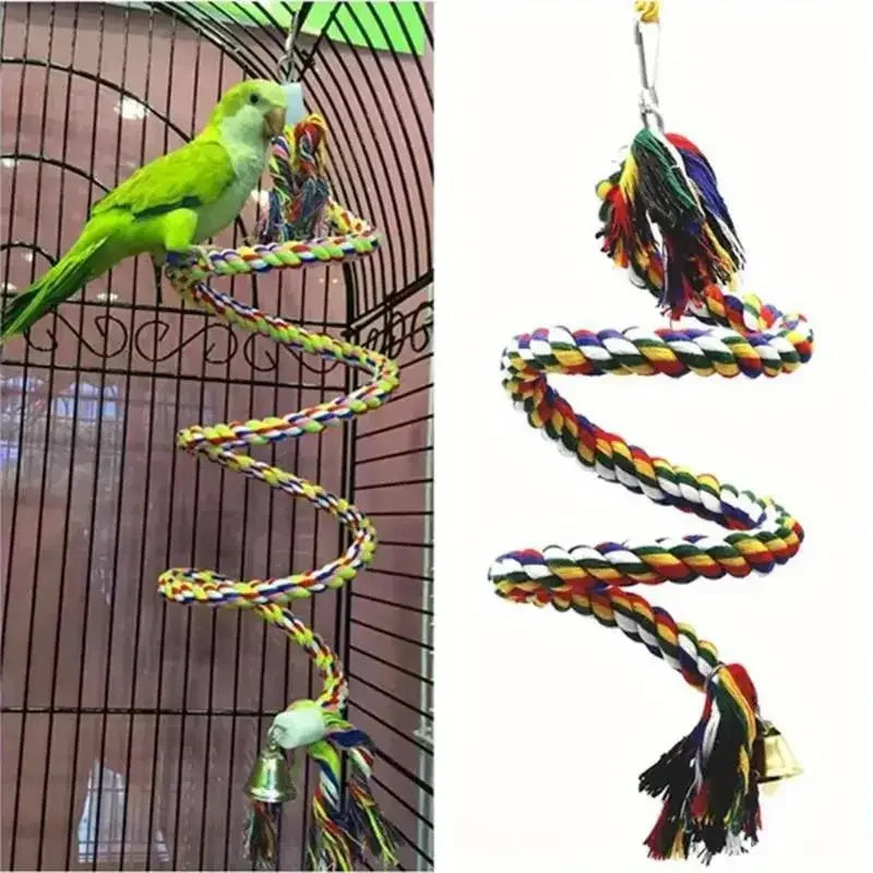 Corde d'Escalade Colorée pour Perroquet avec Clochette