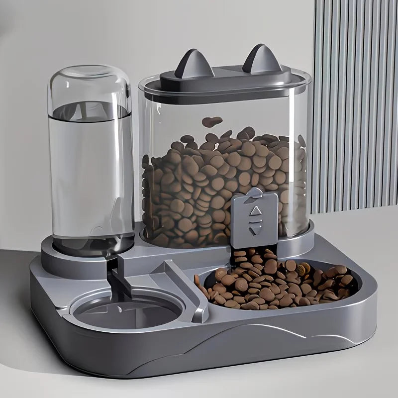 Distributeur 2-en-1 Croquettes et Eau pour Chat – par Gravité