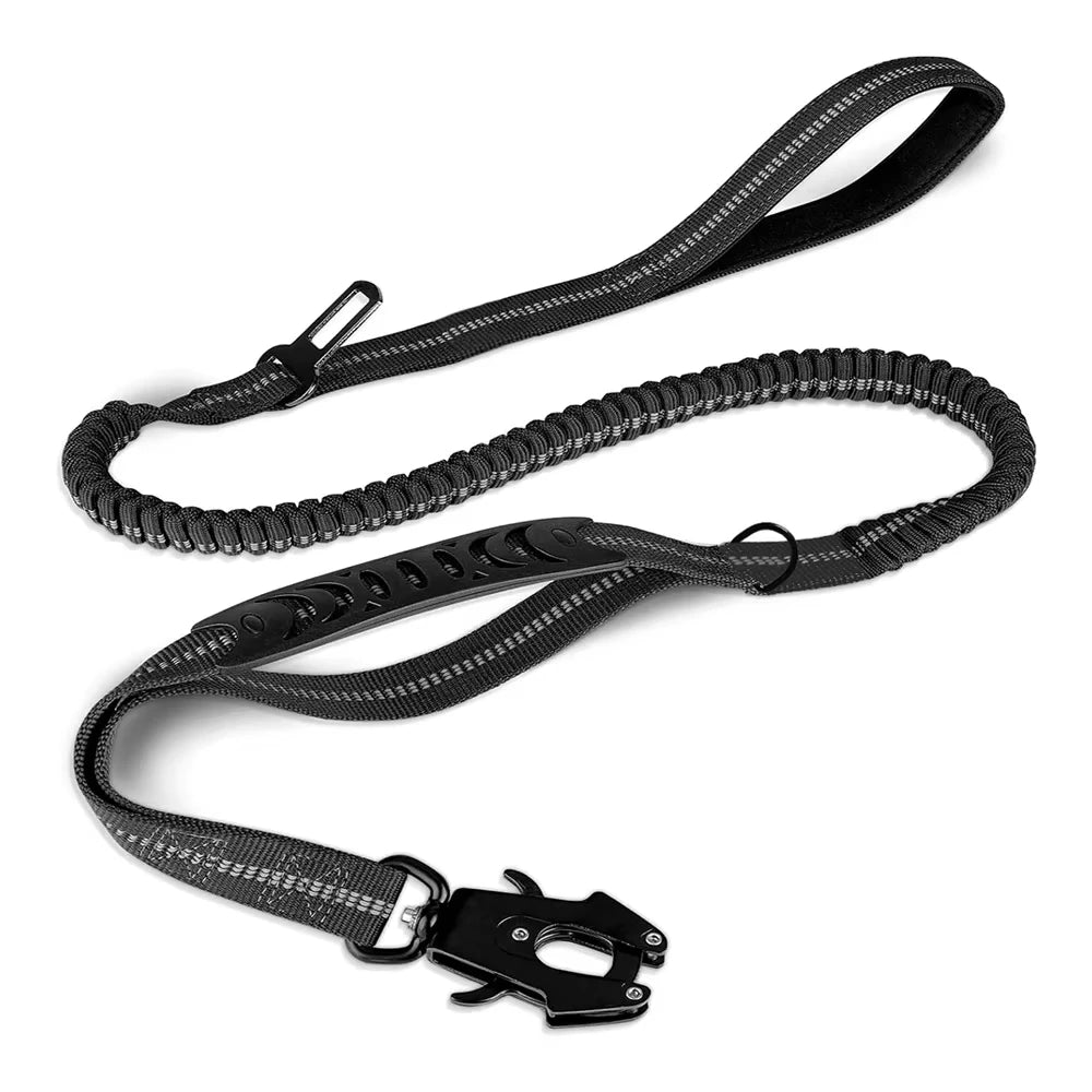 Laisse élastique réfléchissante pour chien avec attache voiture