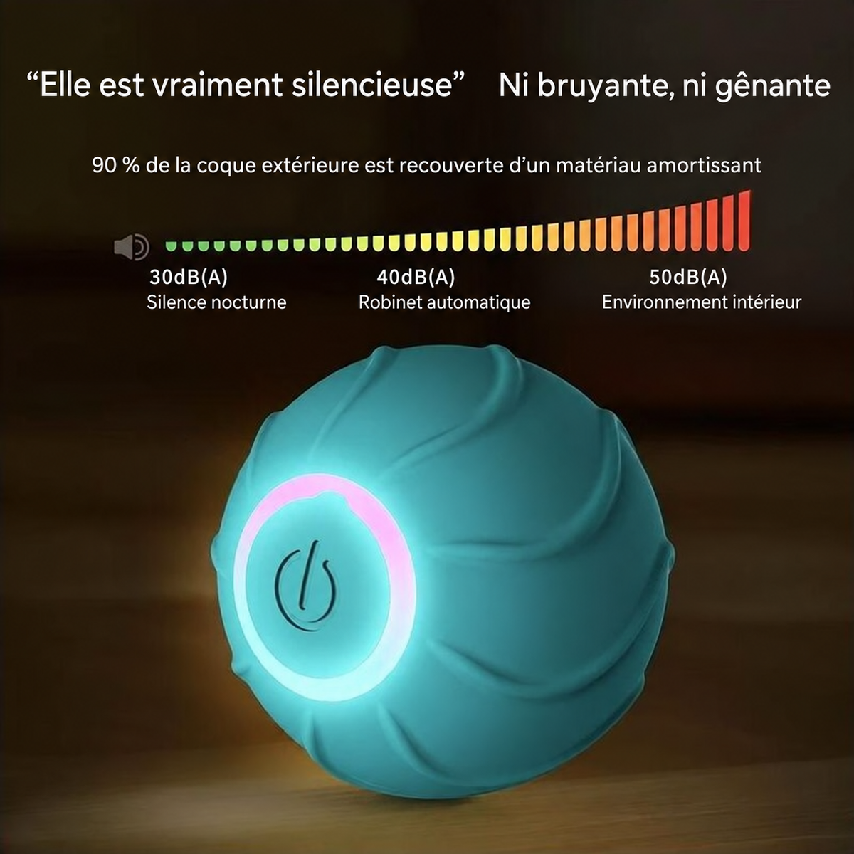 Balle interactive silencieuse pour chat