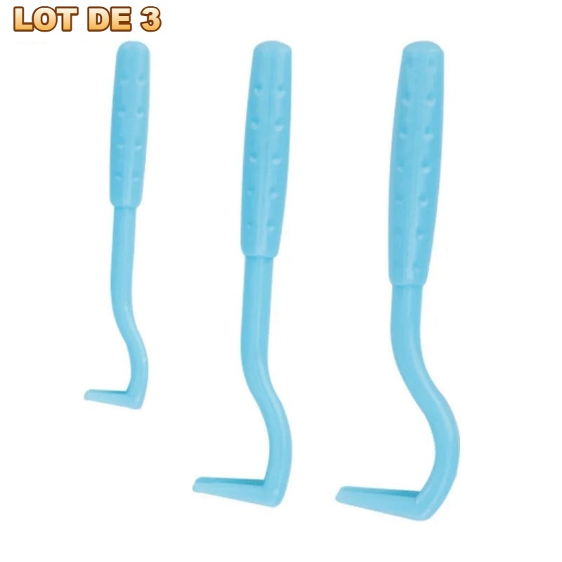 Lot de 3 crochets tire-tiques bleus