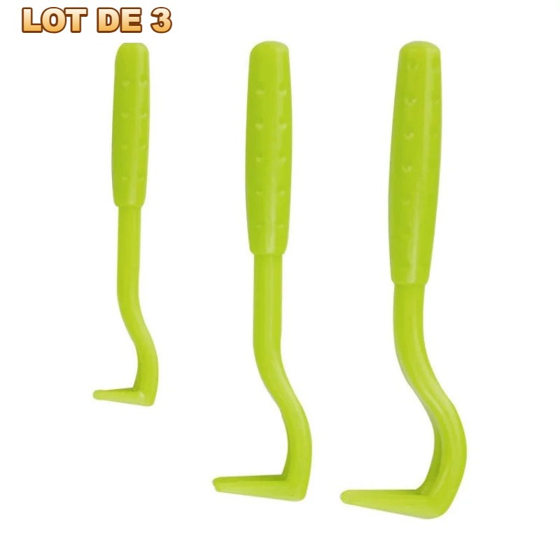 Lot de 3 crochets tire-tiques verts