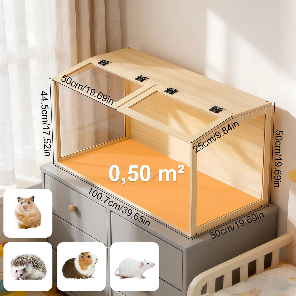 Cage pour hamster : surface de 0,50 m²